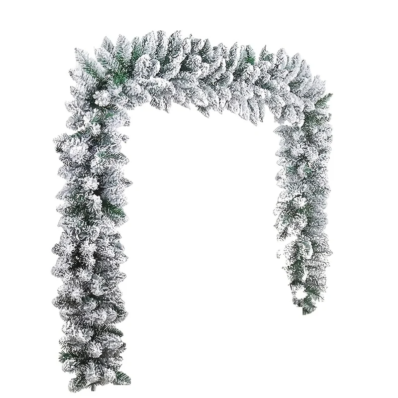 9-Foot Artificial Cedar Garland for Christmas, Adorned with Snowflakes.