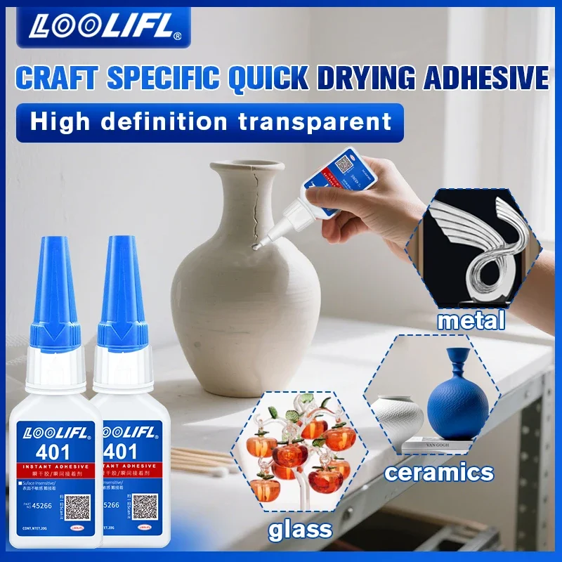Super Glue 401 Cyanoacrylate Adhesive Instant Bond Crafts and DIY All-Purpose Adhesive Suitable for Glass, Metal, Plastic, Leather, Rubber, Wood