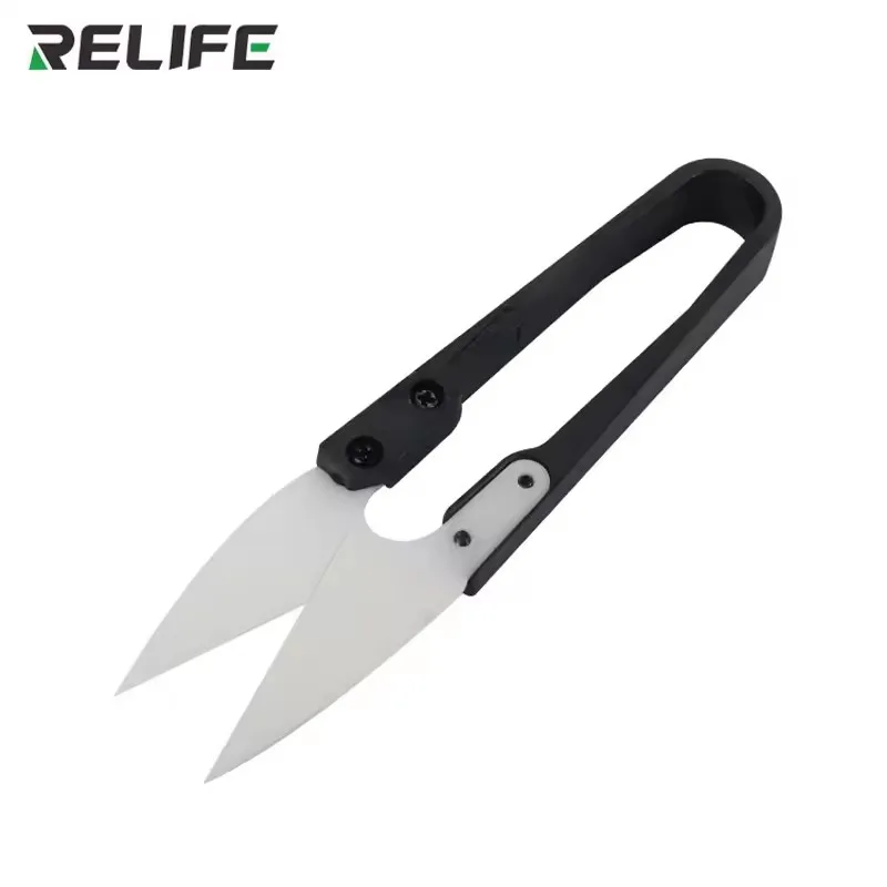 RELIFE RL-102 Insulated Ceramic Scissors High Hardness U-shaped Scissors for Mobile Phone Repair Tools Cutting Battery Cables