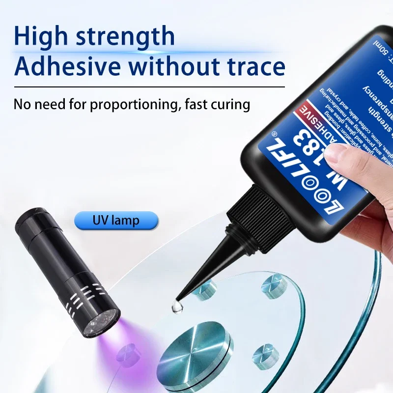 Highly transparent UV glue, waterproof, UV-enhanced curing, used for handicraft production, DIY models. (with ultraviolet lamp)