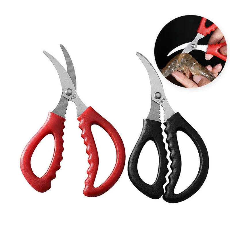 Scissors Kitchen Seafood Scissors Multifunctional Stainless Steel Shears Seafood Fish Crab Shrimp Lobster Scissors Peeling Tool