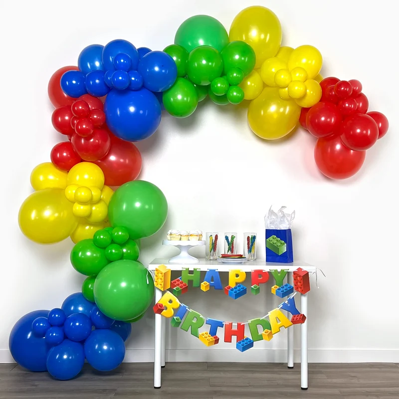 Hot Selling 126pcs Red Blue Yellow Green Latex Balloon Arch Suitable for Birthday Wedding Bachelor Party Decoration Balloons