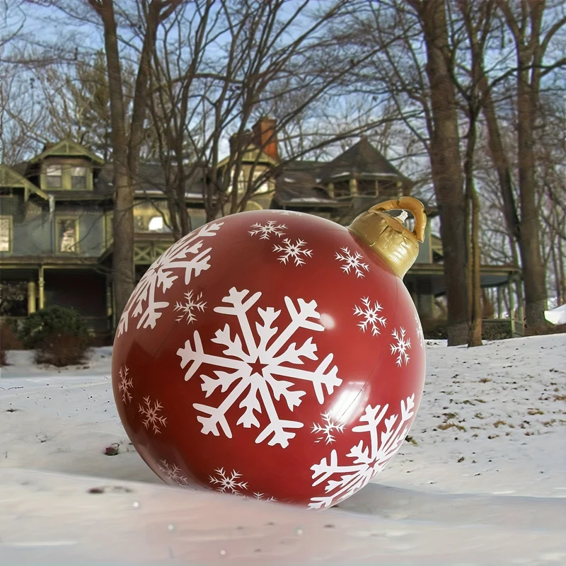 1pc Giant 23.6 Inch Inflatable Christmas Yard Decoration Balloon - Vibrant Outdoor Holiday Decor, Weather-Resistant, Easy to Set Up, Durable and Reusable Christmas Ball Decoration for Lawn, Garden, and Patio