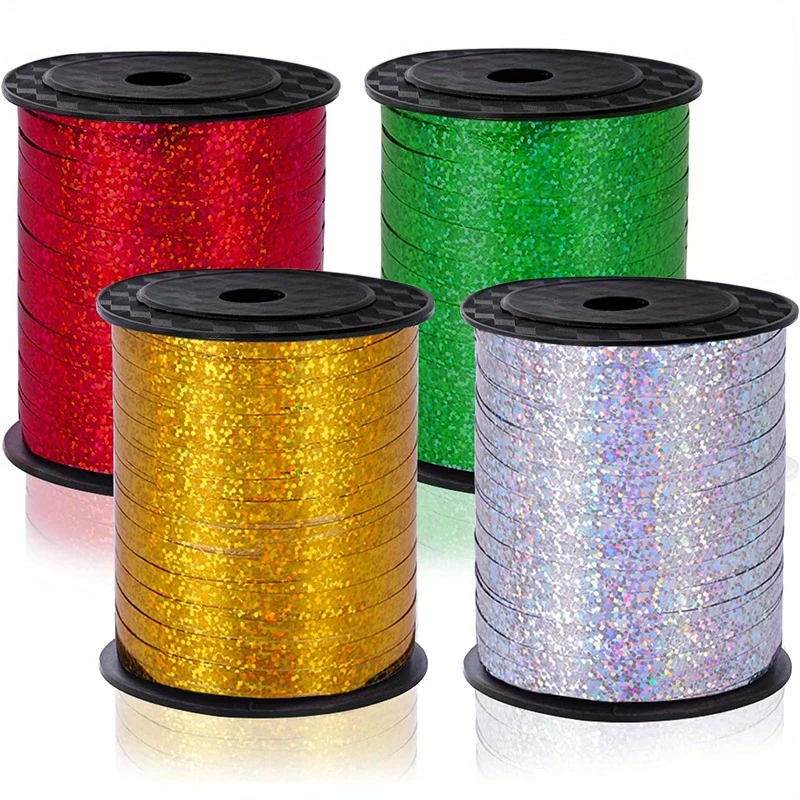 4 rolls Curling Ribbon, 250 Yards per roll Balloon String Ribbon Metallic Ribbons for Gift Wrapping Art Crafts Wedding Birthday Party Decoration Gift Wrap Ribbo Christmas Ribbon for Crafts, Florist, Valentine's Day, Party Dec