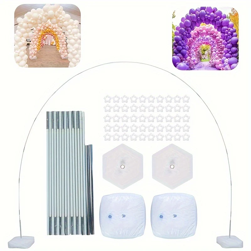 Balloon Arch Kit Adjustable Stand - 3M Half-Round Balloon Arch Support for Wedding, Birthday, Bridal & Baby Shower, Party Decor - Durable Plastic Balloon Stand Kit for Indoor & Outdoor Decorations