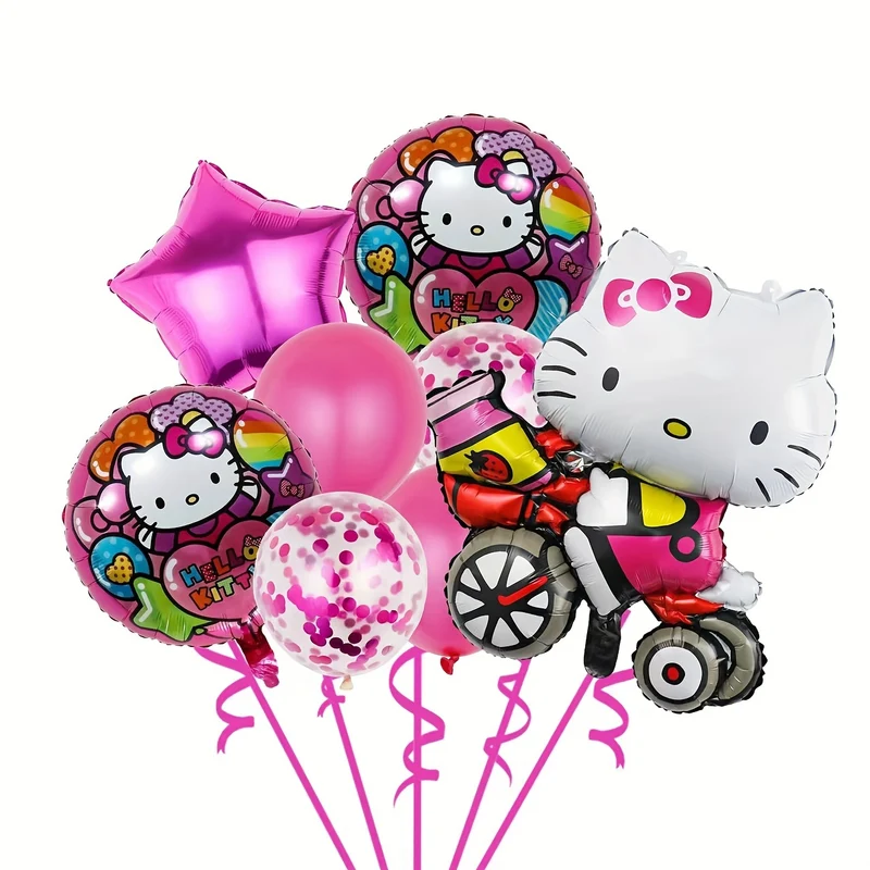 10pcs Vibrant Hello Kitty Balloon Set - Dazzling Golden Metallic & Soft Pastel Macaron Colors, Inflatable, Reusable, and Long-Lasting - Perfect for Birthday, Anniversary, Graduation, Wedding Celebrations and Themed Parties
