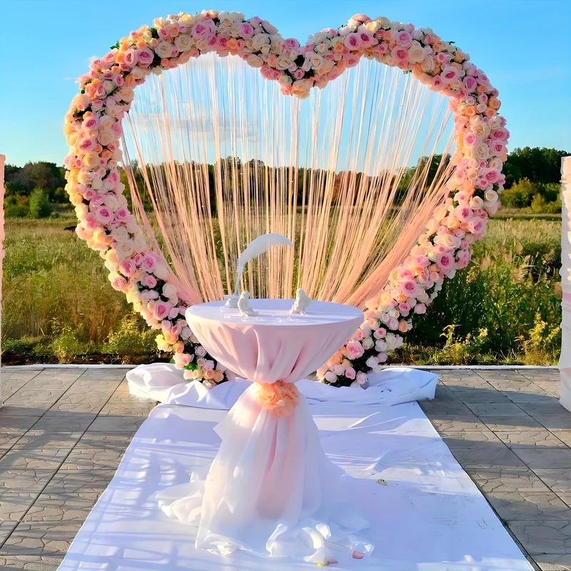 6.6FT Heart Arch Stand, Metal Balloon Arch Kit, Wedding Heart Arch Frame, Heart Shape Wedding Arch For Proposal, Birthday Party, Ceremony, Valentine Decoration, Gold