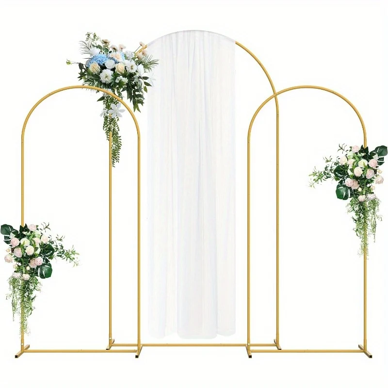 7.3FT, 6FT, 6FT Set of 3 Metal Wedding Arch Backdrop Stand for Ceremony, Outdoor Indoor Birthday Party, Garden Floral Balloon Arch Decoration