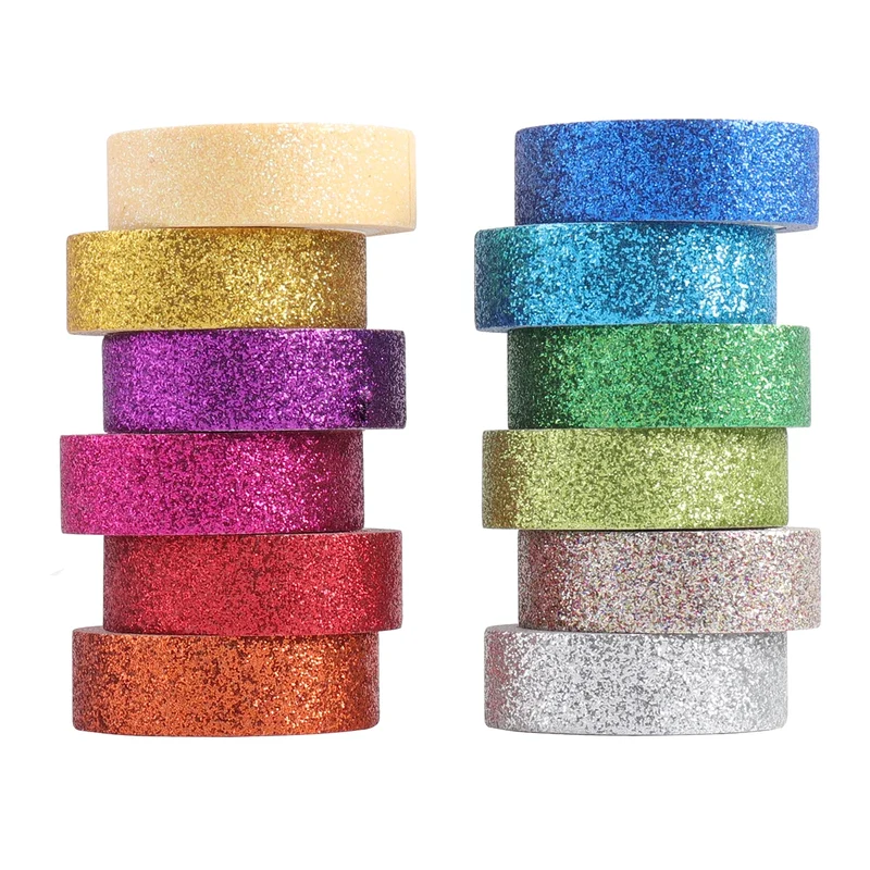 12 rolls/box of exquisite shiny dusting washi tape, DIY diary, scrapbook, photo album decoration tape, gifts for friends