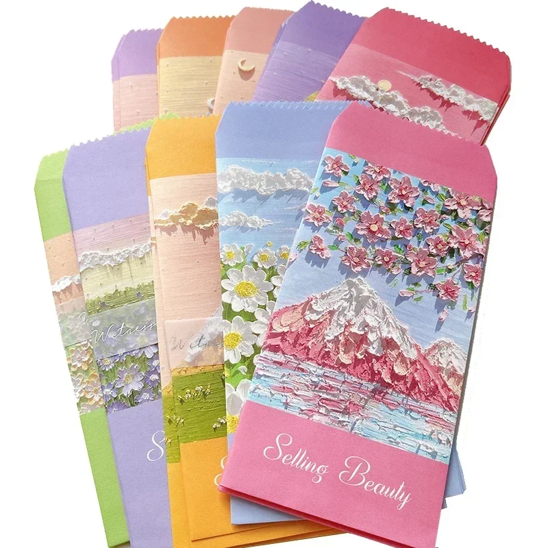 5pcs/pack Envelopes Oil Painting Colorful Romance Life Envelope pink Daisy Gift Paper Printing Products Scrapbook 175*88mm
