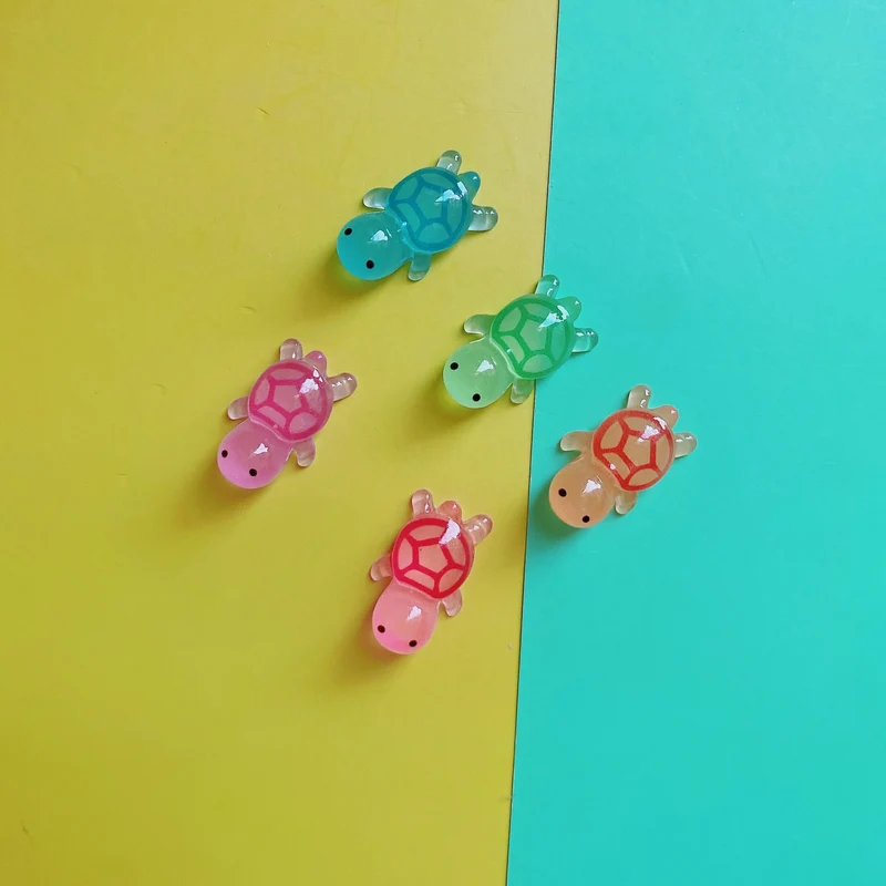 100pcs Mini Colorful Luminous Turtle Flatback Resin Cabochon Nails Manicure Decoration DIY Scrapbook Craft Charms Accessories