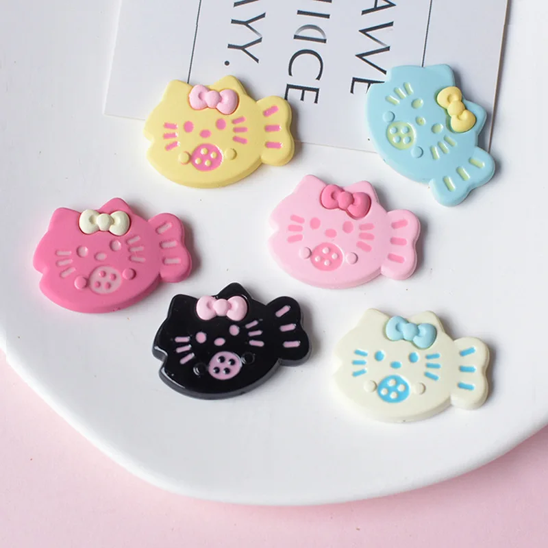 100pcs Flatback Resin Colorful Cat Fish Cabochon Crafts Fit Phone Deco Parts DIY Jewelry Accessories Scrapbook Embellishment