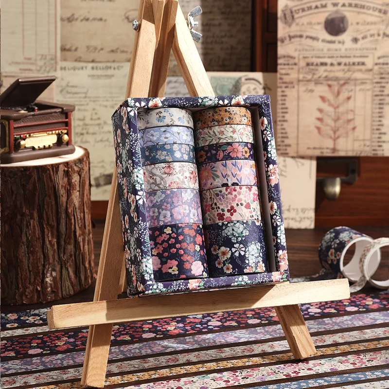 IMODA Stationery Wholesale 12 Rolls Flower Washi Tape Set Masking Decorative Tapes for for Journal Scrapbook Planner DIY Crafts