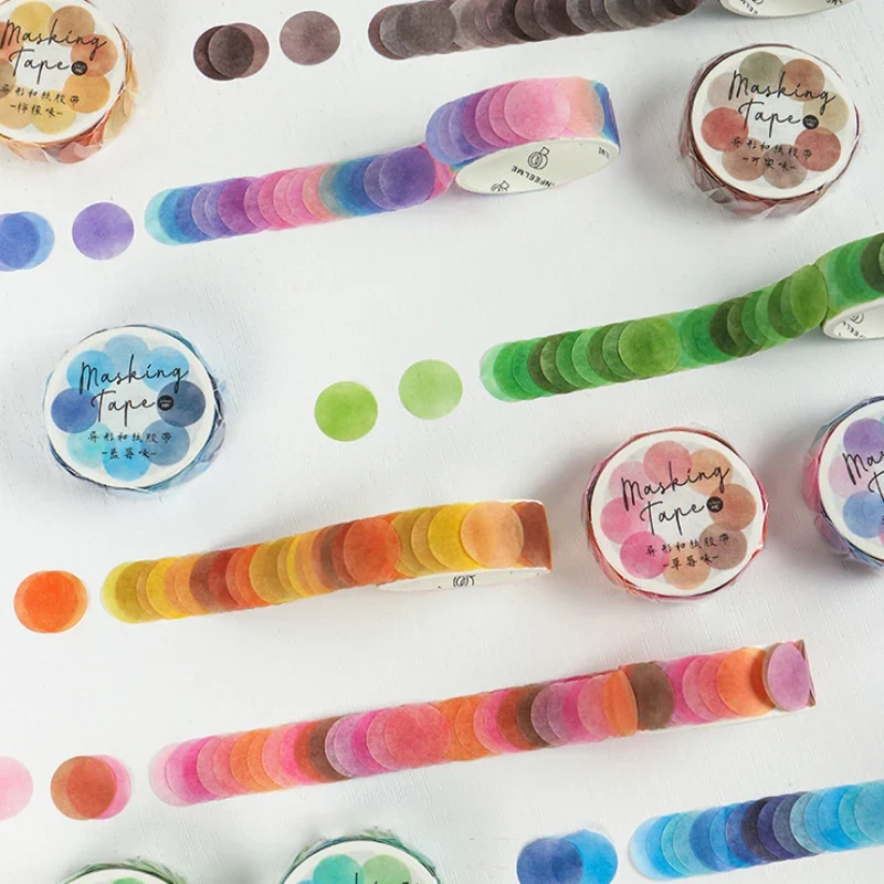 100pcs Per Roll Colorful Cute Round Self-Adhesive Stickers DIY Handmade Decorative Scrapbook Album Masking Tape