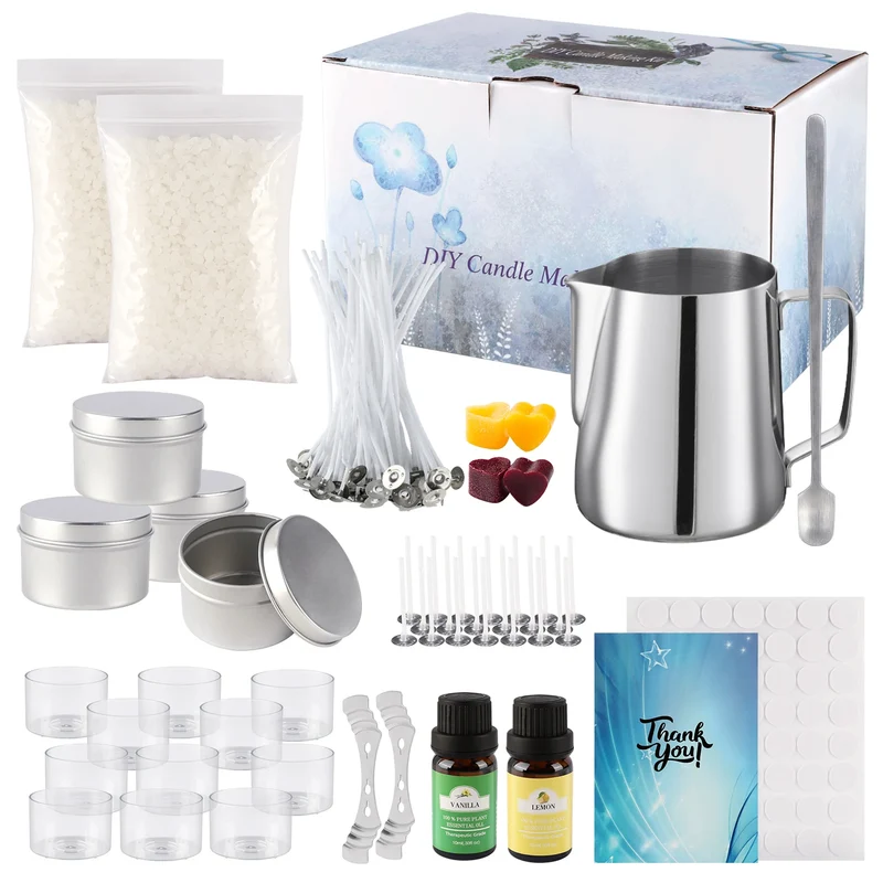 Simple DIY candle-making set, easy to make, with essential oil for aromatherapy, high-quality soy wax, handcrafted