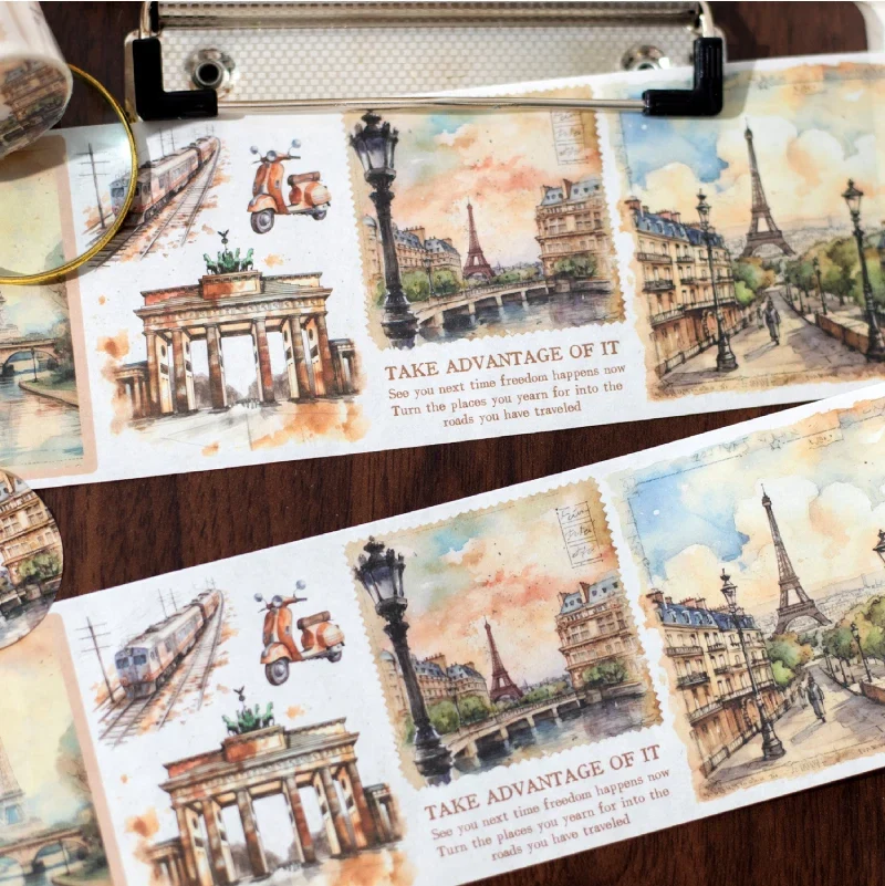6style 7*200cm Travelling The World Buildings Washi Tape DIY Scrapbooking Collage Junk Journal Sticker Label Masking Tape