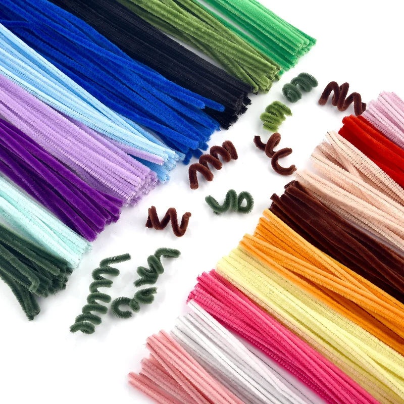100pcs Plush Stick Chenille Stem Pipe Kids Toys Twisting Bar Creative Hobby Material Plush StripsIron Felt Wires Chenille Sticks