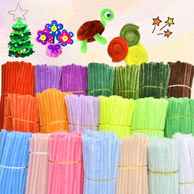 Chenille Stem Plush Stick Kids DIY Creative Toy Chenille Sticks Cleaners Kindergarten Educational Handmade Material Plush Strips
