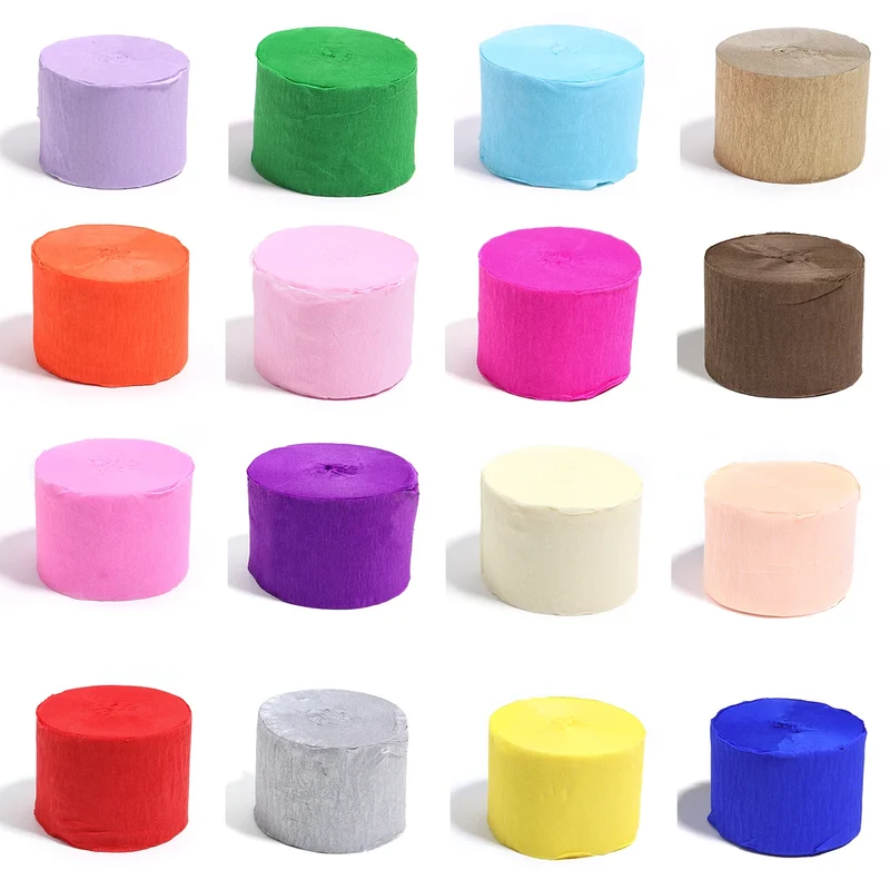 18 Colors 4.5x2500cm Colored Crepe Paper Roll Origami Crinkled Crepe Paper Craft DIY Flower Decoration Gift Wrapping Paper Craft