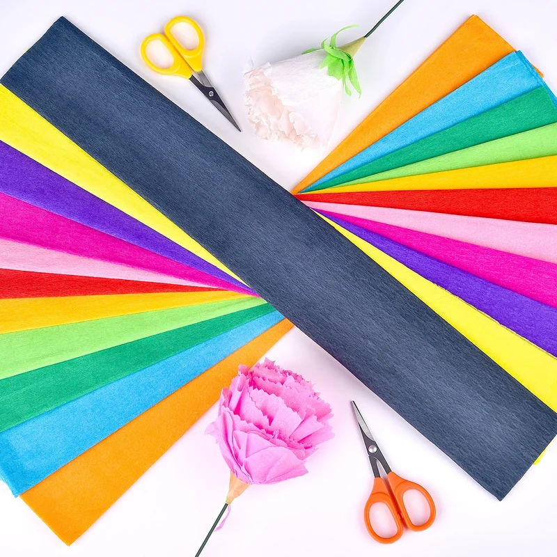 10pcs 75x50cm Colored Handmade Crepe Paper Roll Origami Crinkled Crepe Paper Craft DIY Flower Home Decoration Wrapping Gift