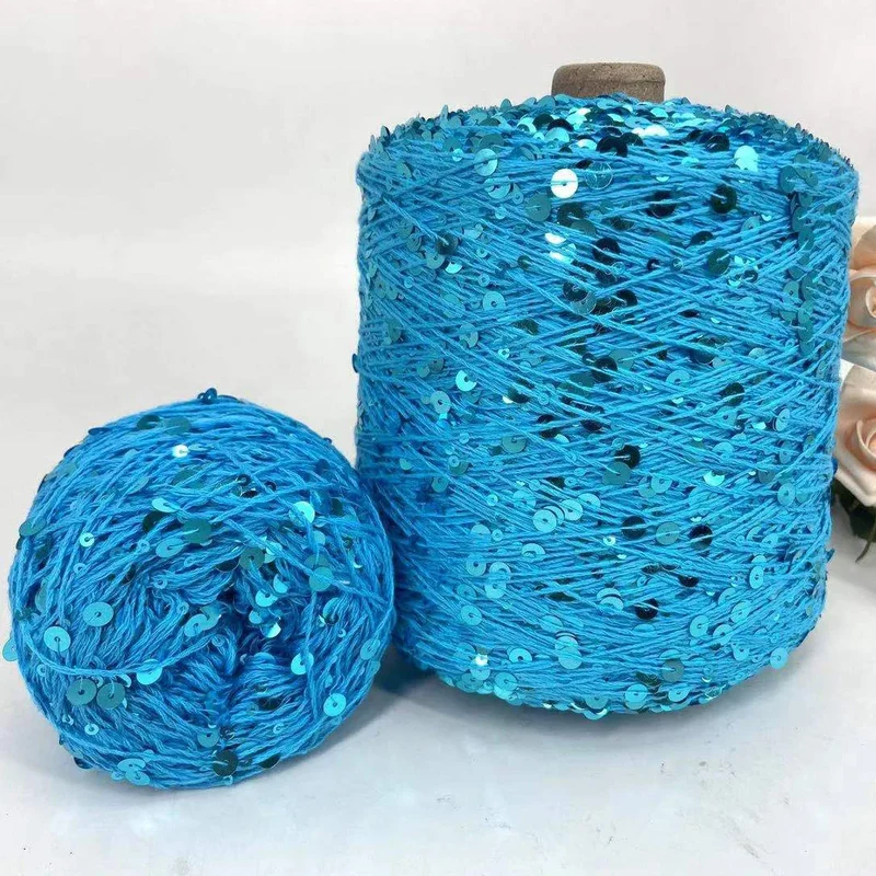 COOMAMUU 50/Ball пряжа 140M Hand Knitting Cotton Yarn 3mm+6mm Sequins Yarn DIY for Woman Woollen Sweater Hat Scarf Supplier