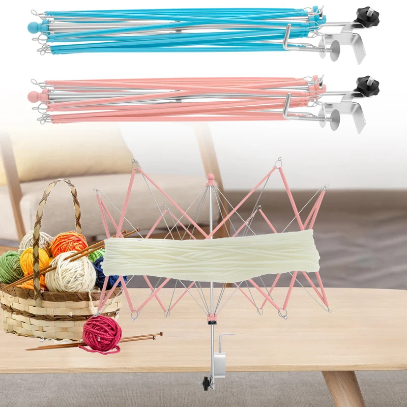 Umbrella Yarn Swift with Table Clamp Portable Yarn Swift Winder Essential Crochet Tools Easy Setup and Low Noise for Skeins
