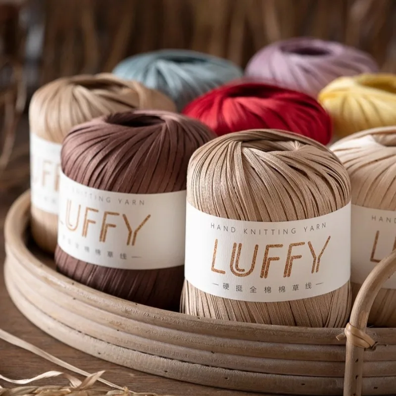 100M/roll Lafite Raffia Flat Yarn Plant Grass CottonThread DIY Handmade Knitting Crochet Bag Straw Hat Craft Material