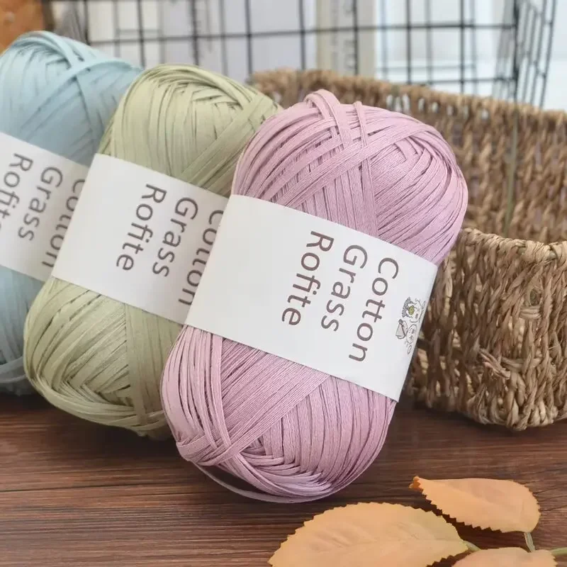 New Cotton Raffia Straw Hat DIY Hook Handmade Summer Cool Cap Bag Special Line Rope Natural Material Craft Supply Accessory