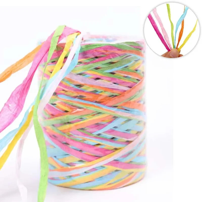 262 Feet Raffia Paper Ribbon 6 Colored Packing Paper String Perfect For Gift Wrapping, Festival Gifts, Party Decoration