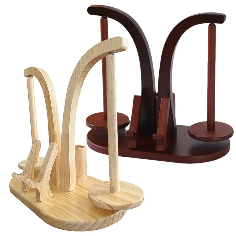 Yarn Holder Magnetic Rotating Yarn Spinner With 2 Spindles Wooden Spinner Stand Dispenser For Birthdays Holidays Christmas