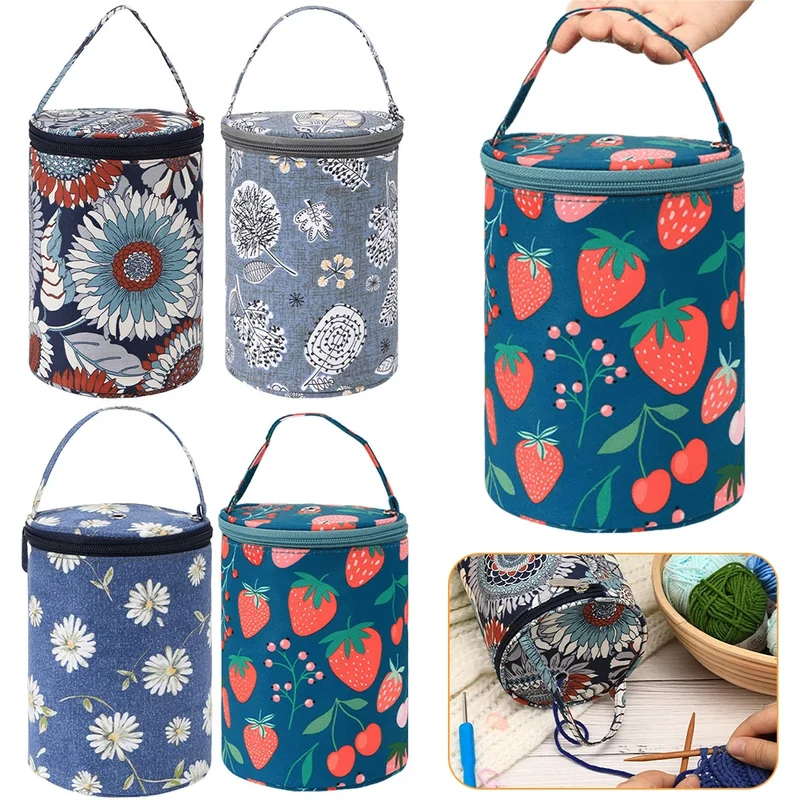 Knitting Crochet Bag Large Capacity Sewing Needles Handbag Oxford Cloth Knitting Needles Tote Organizer for Crocheting DIY Craft