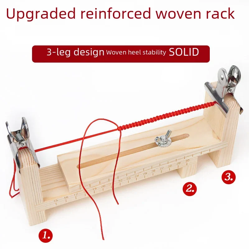 Diy Handmade Braiding Cord Tool Kit For Jewelry Making Including Red Cord For Bracelets Wooden Rack Necklaces Hair Weaving