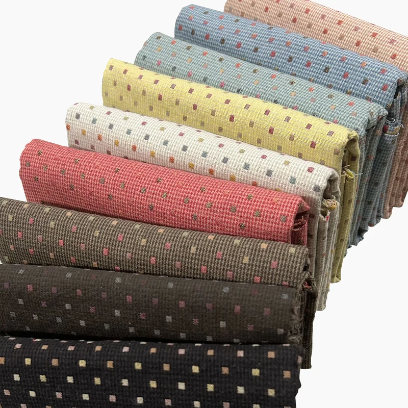 10-Color 100% Cotton Polka Dot Yarn Dyed Patchwork Fabric, Diy Handmade Sewing Fabrics, 140cm Wide, Sold Per Half Meter