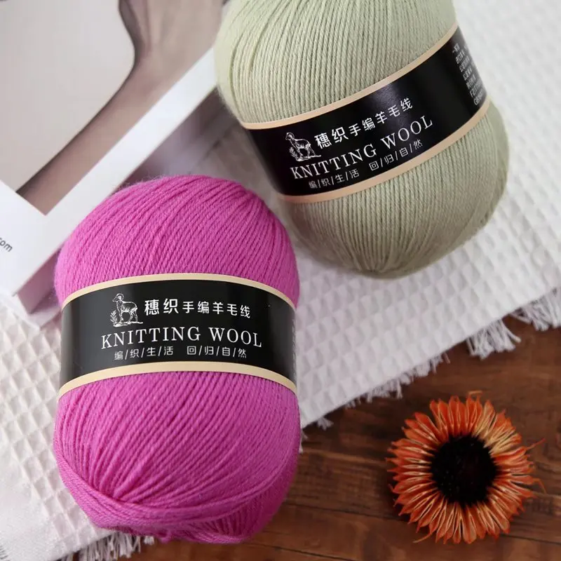 Hand Knitted Four-Ply Wool Yarn Medium Fine for Sweater Scarf Hat Pure Color Wool Yarn Spun Yarn from Hebei Mainly for Hand K...