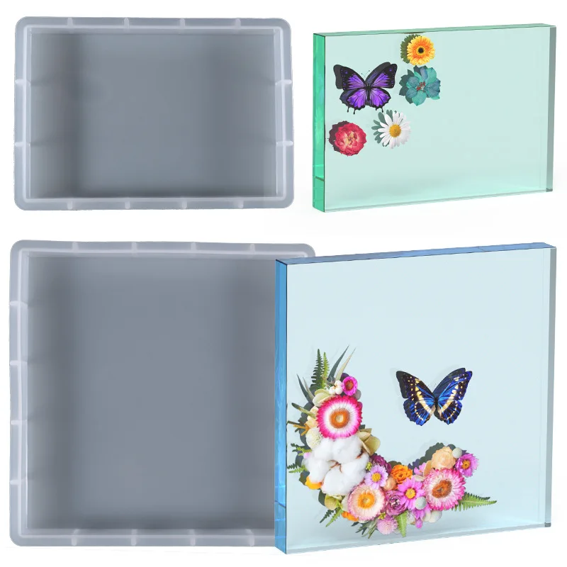 DIY Crystal Silicone Mold Rectangular Square Photo Frame Table Ornament Decoration Silicone Mould For Resin Jewelry Making