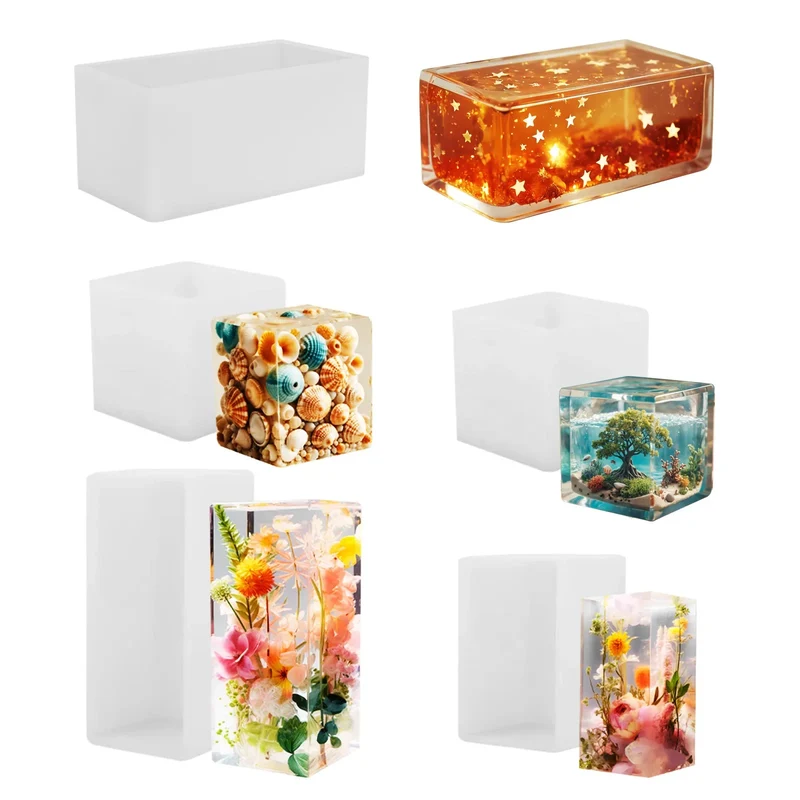 Large Rectangular Silicone Mold for Epoxy Resin Art DIY Crafts, Clear Casting Tray for Jewelry Making & UV Resin Supplies