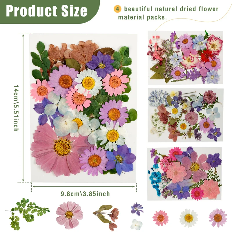 90Pcs Dried Pressed Flowers for Resin Molds Colorful Real Pressed Flowers Natural Dry Pressed Flowers Beautiful Dried Flower DIY