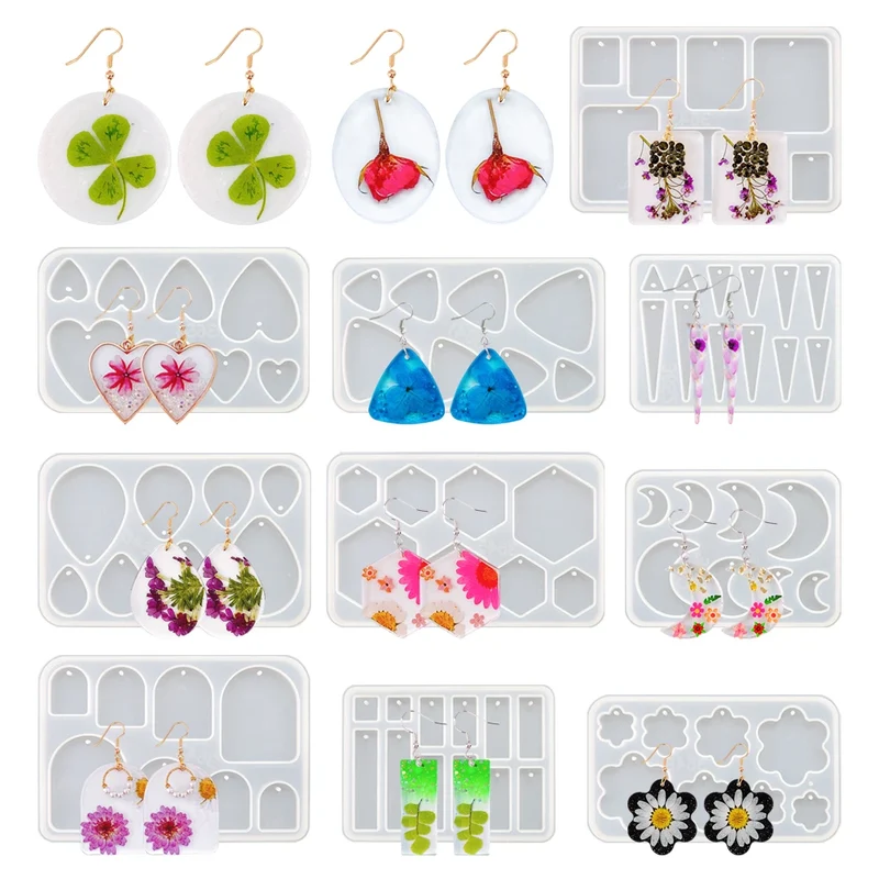 SZ023 Geometric Earring Pendant Silicone Mold DIY Round Keychain Necklace Charms Epoxy Resin Mould For Jewelry Making Craft