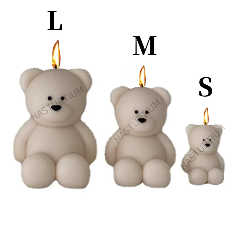 S,M,L Size Bear Silicone Candle Mold 3D Smiling Fat Bear Craft Plaster Resin Mold Handmade Soap Candle Making Supplies Home Gift