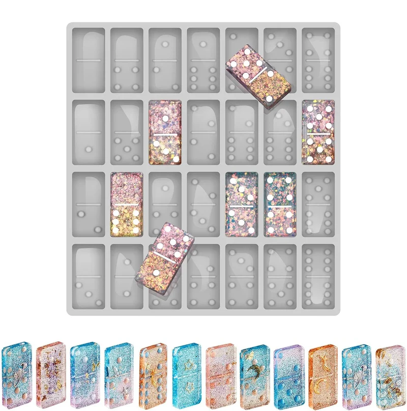 1pcs Domino Mold for Resin Domino Mold for Epoxy Candy Clay Chocolate Mould 28 Cavities Silicone Mould ewelry Making Tool