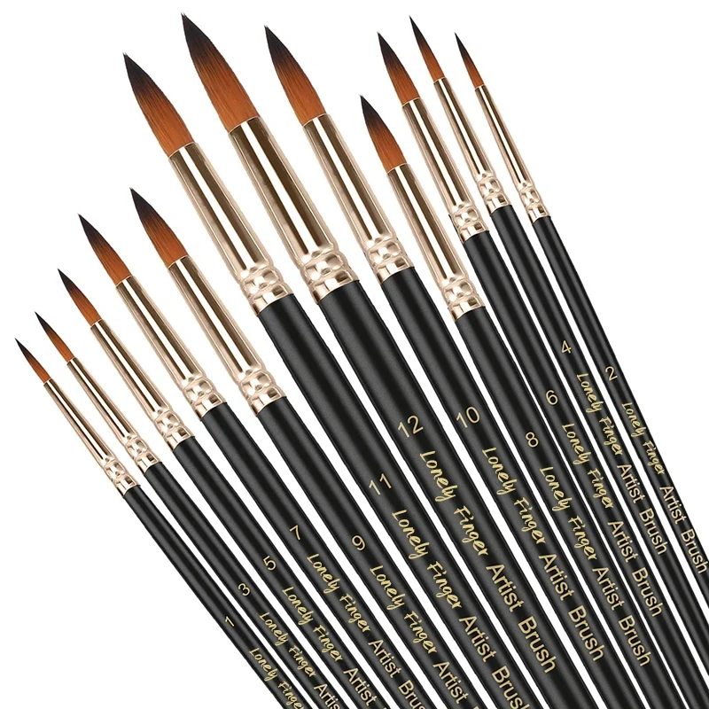 12/24/48pcs Paint Brushes Set Professional Paint Brush Round Pointed Tip Nylon Acrylic Brush For Acrylic Watercolor Oil Painting