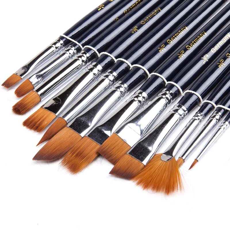 Art Supply 12pcs Art Painting Brush Assorted Set for Acrylic Watercolor Gouache