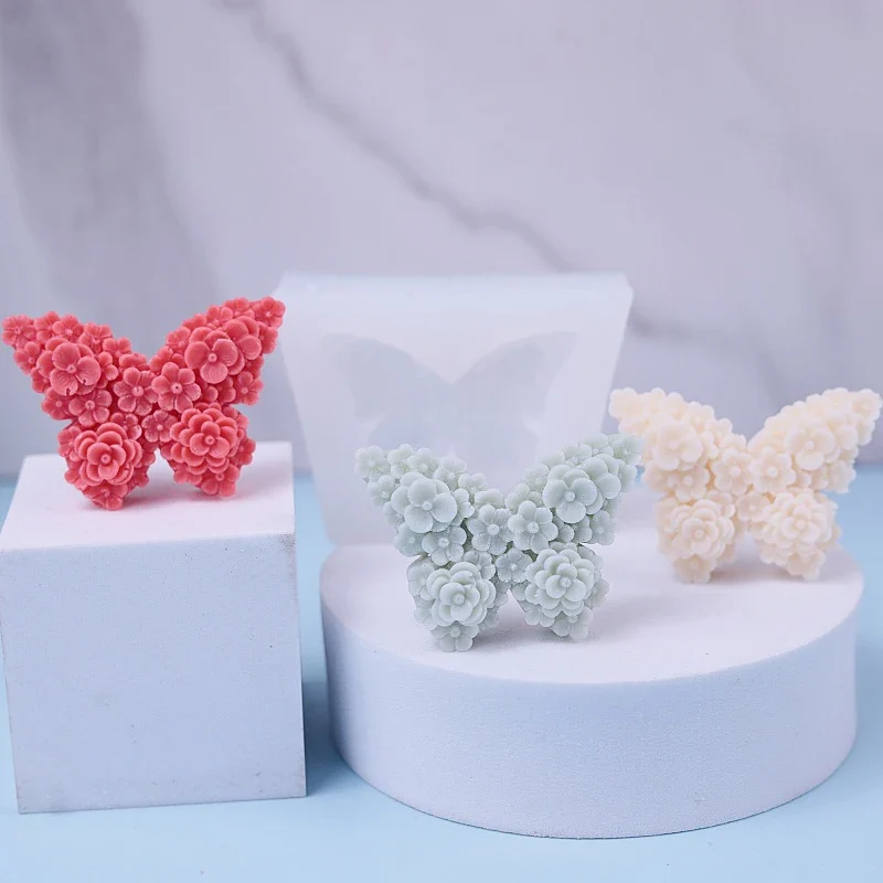 Rose Butterfly Mold Silicone Shaped Aromatherapy Gypsum Dropping Glue Decorative Ornament DIY