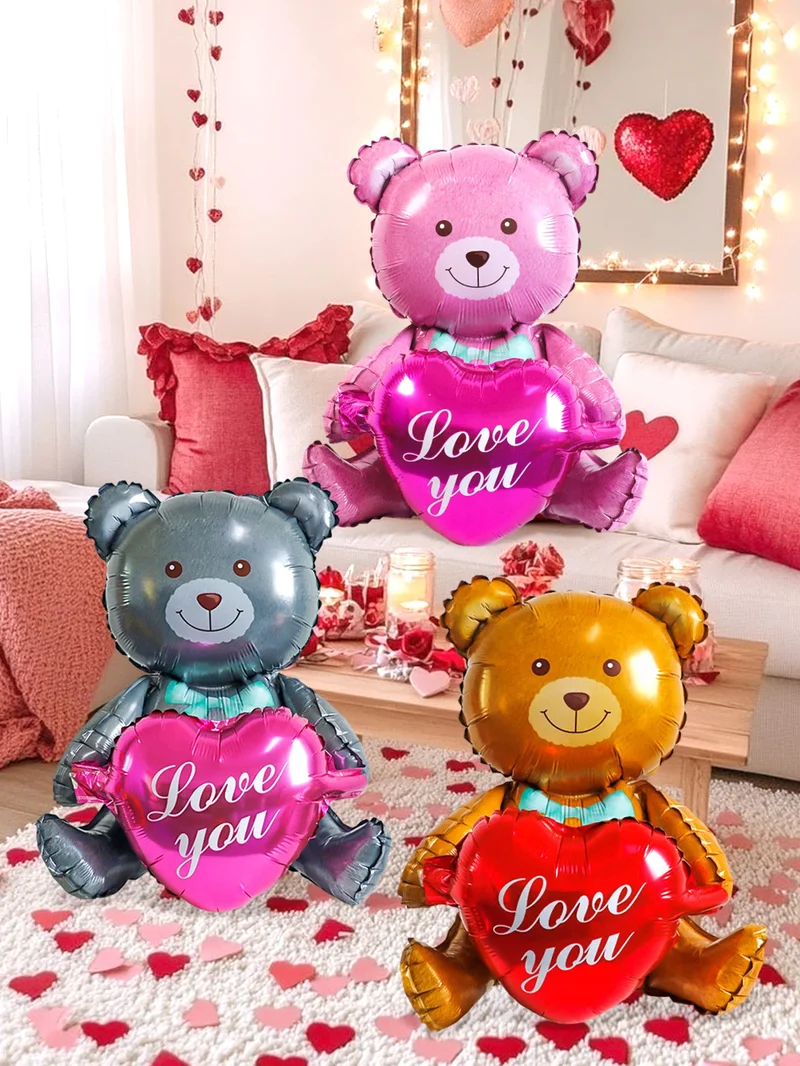 1/3 pcs teddy bear holding a heart-shaped balloon,suitable for Valentine's Day,birthdays, proposals,weddings,and anniversaries.