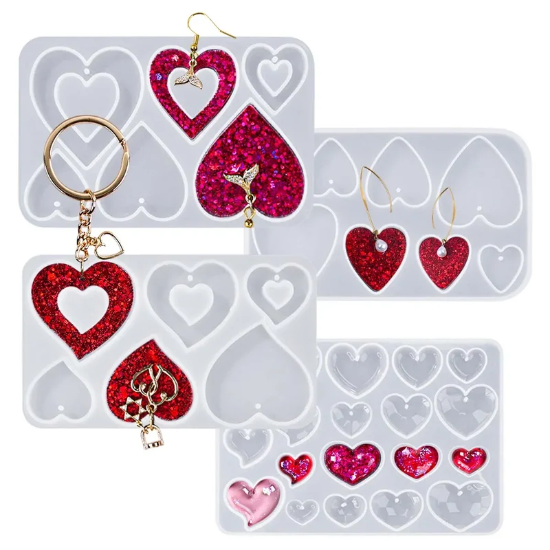 Heart Shape Earring Pendant Silicone Mold DIY Love Series Keychain Epoxy Resin Mold Valentine's Day Jewelry Making Accessories