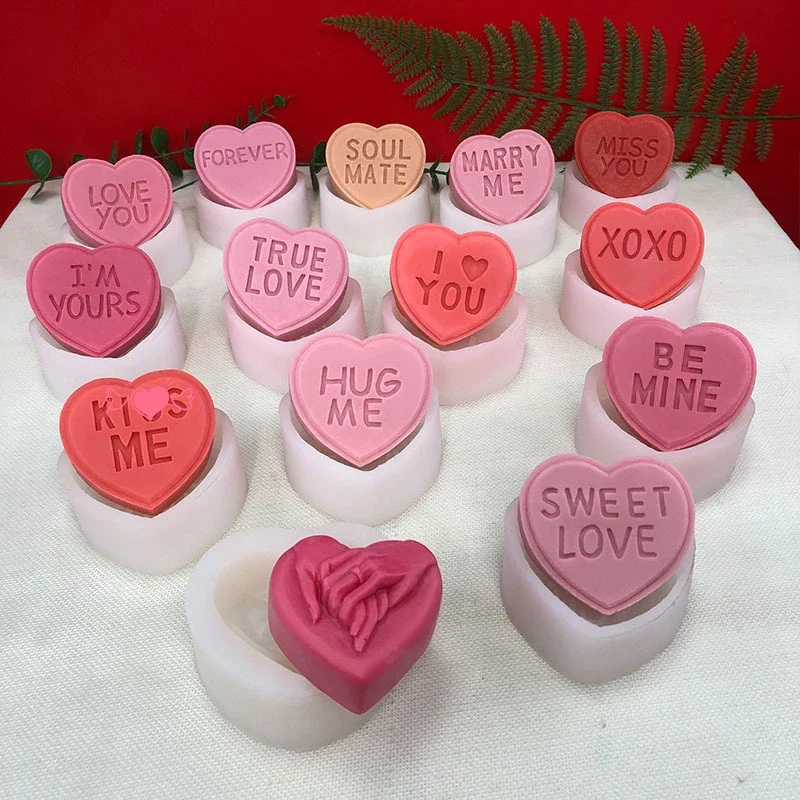 7 Styles 3D Letter Heart-shaped Silicone Candle Mold DIY Love Soap Aromatherapy Gypsum Resin Mould Valentine's Day Gift Arts