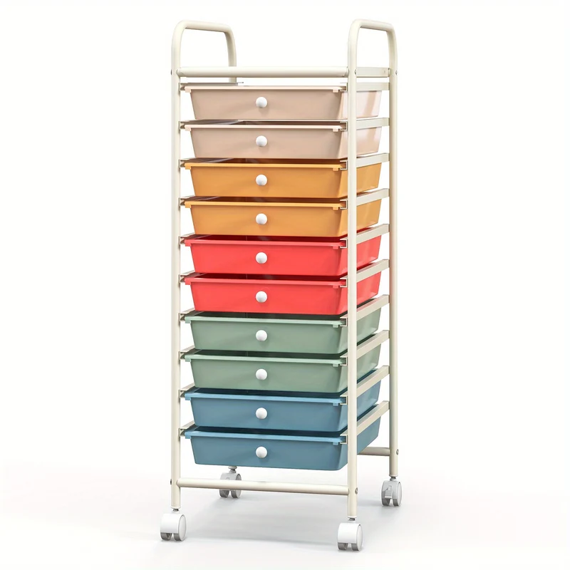 Safstar 10 Drawer Rolling Storage Cart Scrapbook Paper Office School Organizer Macaron