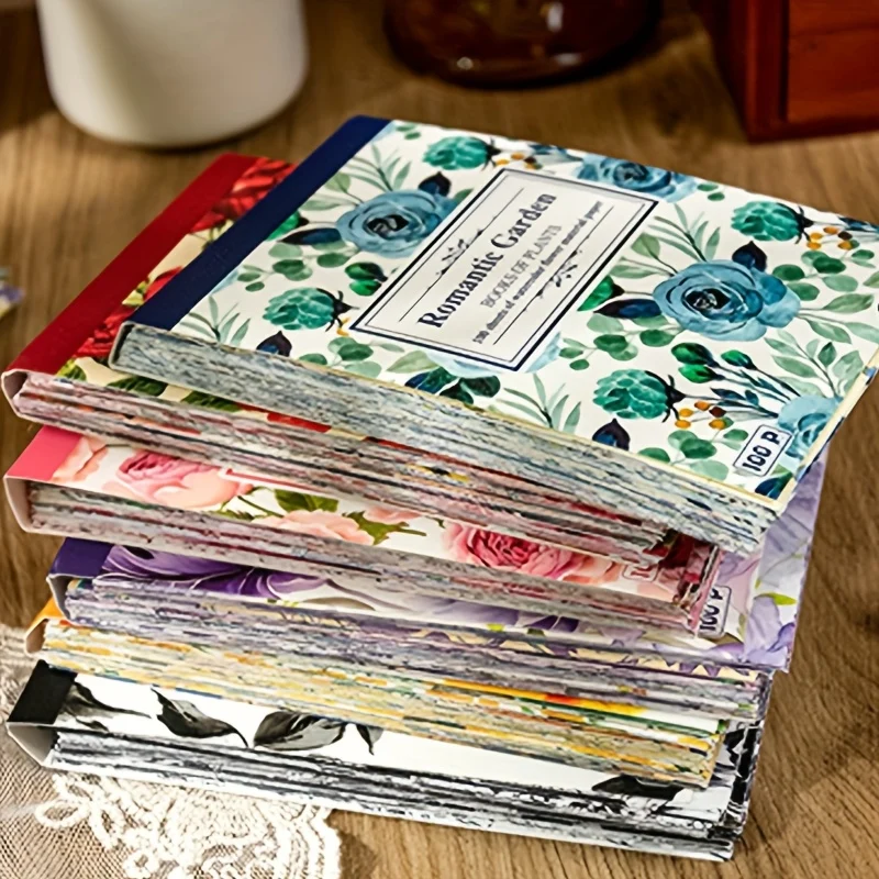 600 Sheets Vintage Flower Scrapbook Paper, Not Repeating Scrapbooking Supplies Kit, Floral Aesthetic Decorative Craft Paper For Journaling Junk Journal Photo Album Supplies DIY Art Craft (6 Book)