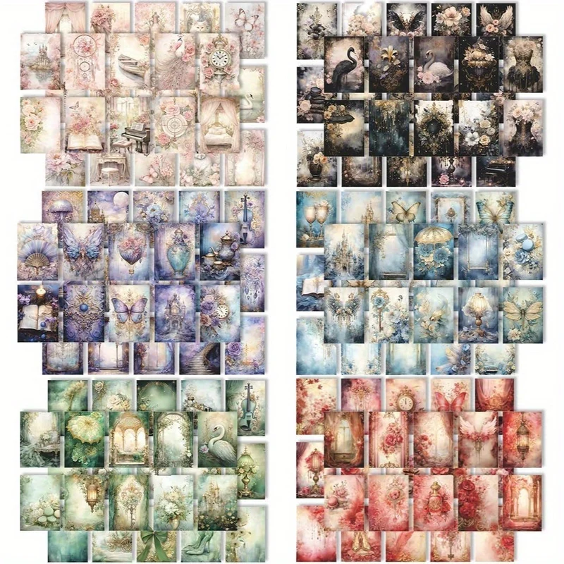 300 Sheets Fantasy Scrapbook Paper, Vintage Junk Journal Supplies for Scrapbooking Journaling Collage Card Making Embellishment Retro Art Paper Crafts DIY Decoration, 150 Designs