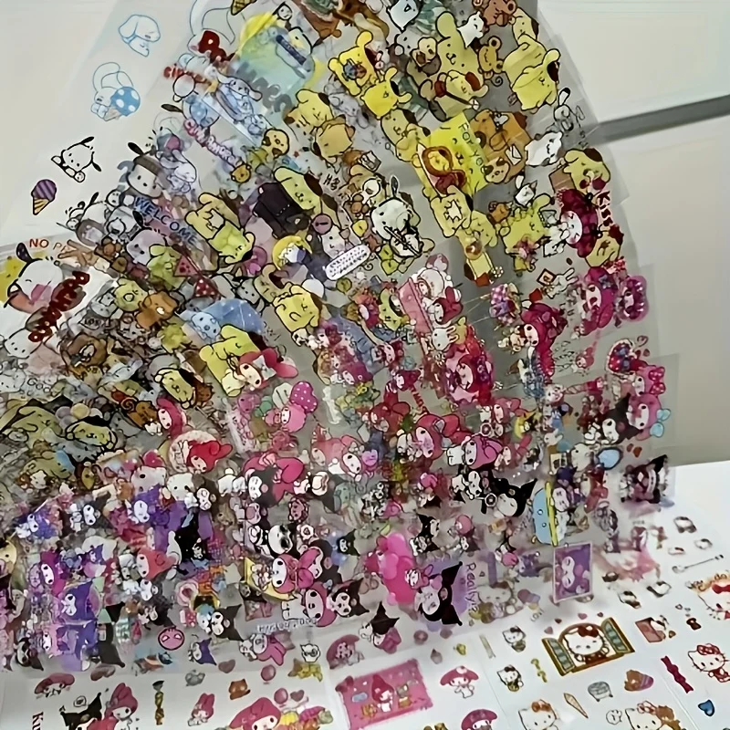 1000pcs Sanrio Stickers Cute KT Cat Long Strip PET Stickers No-Cut Decal Sticker Scrapbook Material with Fashionable INS Style, Suitable for Laptops, Mobile Phones, and Gifts